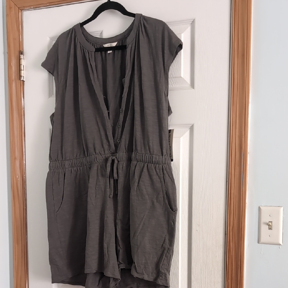 Gray Button-Down Romper